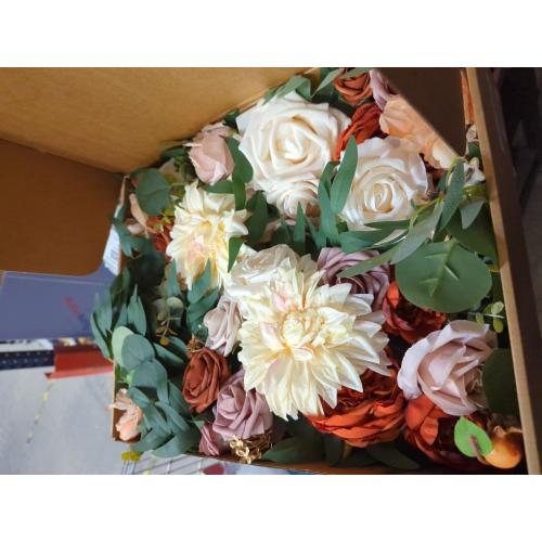 Ling's Moment Fall Artificial Wedding Arch Flowers Kit Pack of 4, 2pcs Hanging Flower Arrangement 2pcs Drapes Ceremony Rose Arbor Backdrop Brunt Orange Terracotta Floral Party Autumn Outdoor Decor