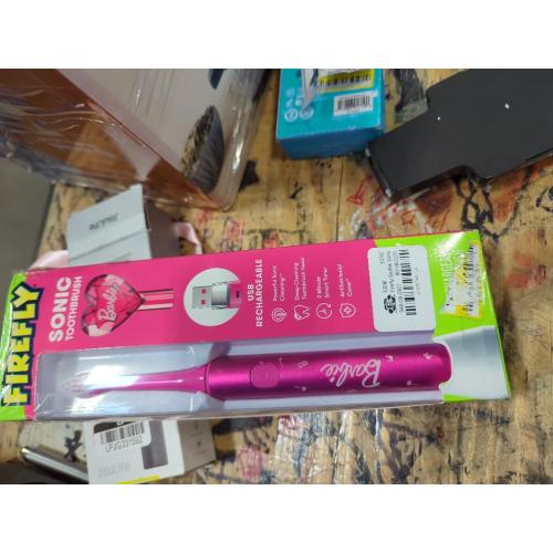 FIREFLY Slim Sonic Barbie Toothbrush with USB Charging and Antibacterial Cover, Ages 3 , 1 Count