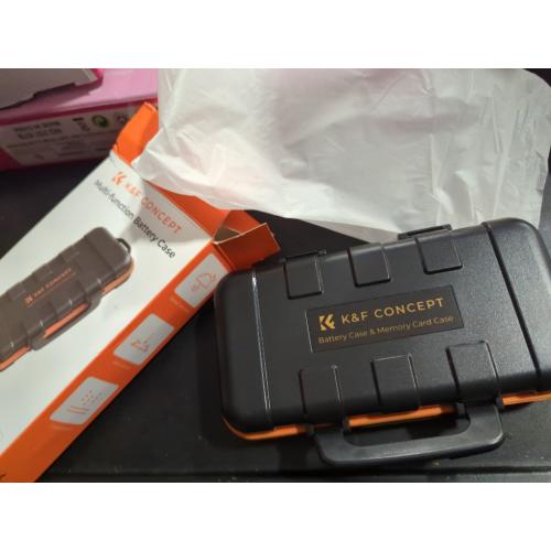 K&F CONCEPT Camera Battery SD Card Holder for 4 SD Cards/6 TF/2 CF/2 XQDs Cards, 2 Slots Battery Storage Case, Water-Resistant Anti-Shock Case for DSLRs, Action Camera Batteries, NP-FZ100