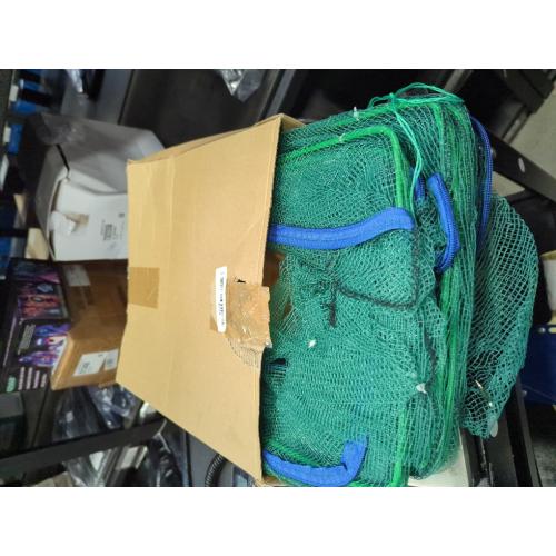 Green and Blue 2 Pcs Foldable Fishing Trap Collapsible Hexagon 6 Hole Fishing Bait Trap Portable Minnow Crayfish Crab Crawdad Shrimp Net Cage Accessories
