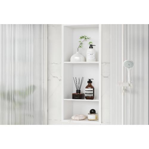 Stainless Steel Shower Niche 24 X 12 White No Tile Needed Vertical Niche Shower with Three-Tier Shelves Recessed Wall Niches for Bathroom Storage Over Mount Installation