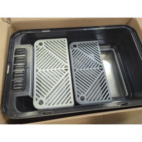 Stainless Steel Litter Box with Lid,Front Entry Top Exit Kitty LitterBox,Extra Large Enclosed Metal Cat Box with Litter Scoop & Litter Mat-Black