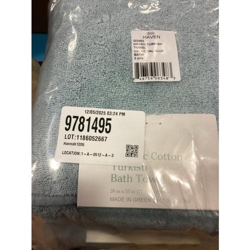 Haven Turkish Cotton Bath Towel in Celestial Blue pack of 2