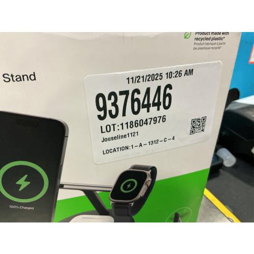 Belkin Qi2 3-in-1 Wireless Charging Stand - Black
