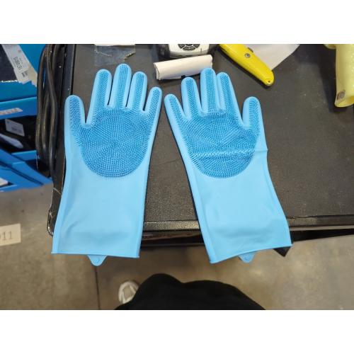 Pet Grooming Gloves—Dog Washing Gloves with High-Density Teeth, Dog Bath Scrubber with Enhanced Five Finger Design, Silicone Gloves for Dogs and Cats Bathing, Massage (Blue)