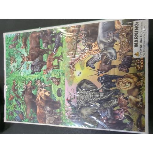 100 Pc BenBen Puzzles for Kids Ages 4-6, Double Sided 100 Piece Puzzles for Kids, 2 in 1 Puzzle, Wild Animals, Learning Educational Jigsaw Puzzles Toys for Boys Girls (15.75” x 11.75”)