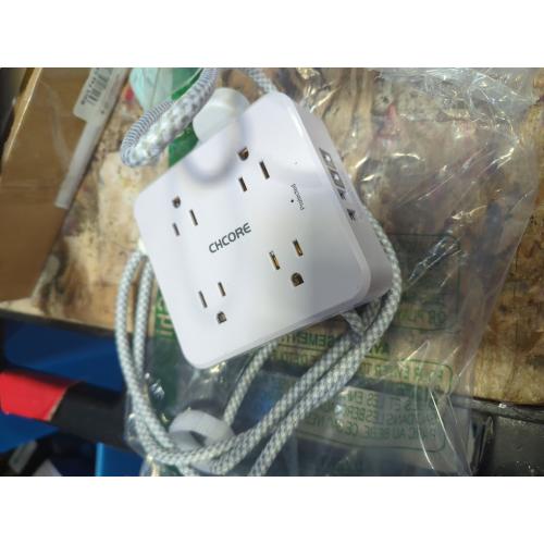 Surge Protector Power Strip - CHCORE 5Ft Braided Extension Cord with 8 Outlets with 4 USB (2 USB C) Charging Ports, Flat Plug Multi Plug Outlet Extender Charging Station for Home Office, ETL, White