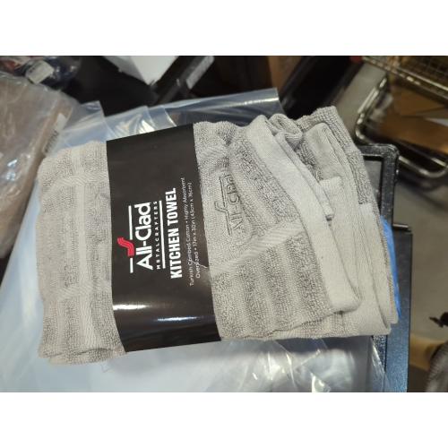 All-Clad Solid Kitchen Towels: Highly Absorbent, Super Soft Long Lasting - 100% Cotton, 17x30 Tea Towels for Cleaning & Drying Dishes, Pans, Glassware, or Countertops, (3-Pack), Titanium Gray