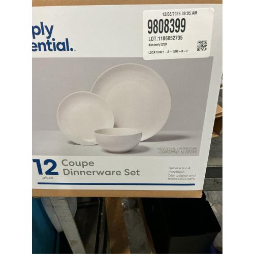 Simply Essential Coupe 12-Piece Dinnerware Set in White