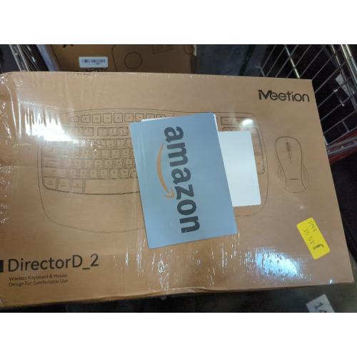 Black MEETION New Ergonomic Keyboard and Mouse Wireless Combo, Wave Keys Natural Typing, 2.4G Wireless Keyboard with Wrist Rest, 4 Adjustable DPI Optical Mouse, Computer/Laptop/Windows/Mac, Black