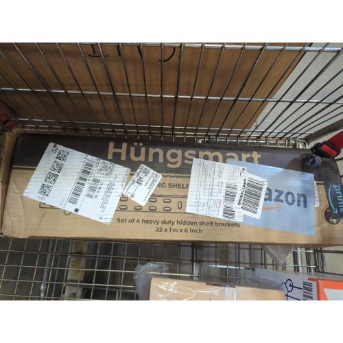 Hungsmart- 4 x 22 inch Heavy Duty Floating Shelf Bracket - Long Wall Shelves Support, Hidden Floating Shelf Hardware, Black Shelf Brackets, Perfect for Kitchen/Nursery/TV Wall Shelf Decor(10 inch rod)