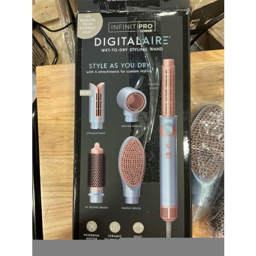 INFINITIPRO by CONAIR DigitalAIRE Multi Hair Styler, Air Styling System for Curls, Waves, Blowouts & Volume, 4 Attachments to Personalize Your Look Plus Storage Bag, Light Blue