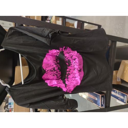 2XL Smile Fish Women Casual Oversized Sexy Lips Print Off Shoulder T-Shirt
