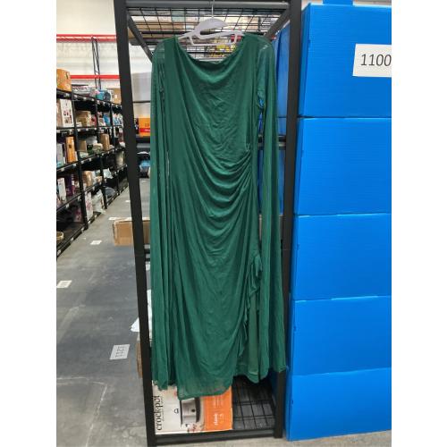 MEDIUM Lrady Women's Formal Evening Gowns High Split Ruffle Wedding Guest Cape Sleeve Cocktail Party Maxi Dresses