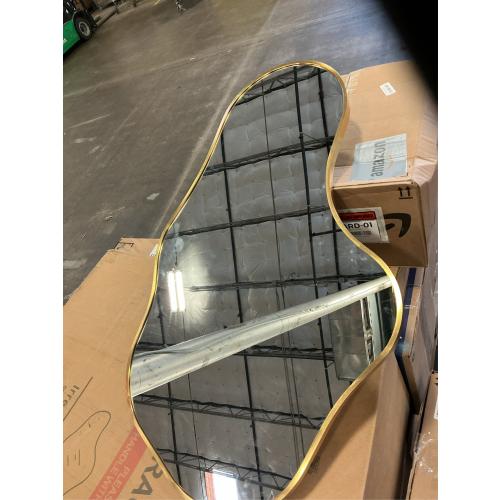 Irregular Wall Mirror - Wall Mirrors Decorative 24x 40 Asymmetrical Abstract Mirror Aviation Aluminum Alloy Frame Unique for Bathroom, Bedroom, Living Room, Cloakroom, Entryway Gold