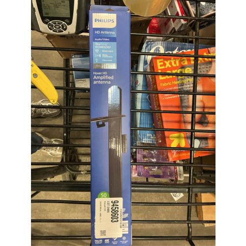 Philips Hover HD Amplifed Indoor TV Antenna, Mount to TV - Black