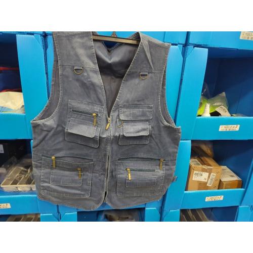 Size M Men's Denim Vest Outdoor Casual Multi Pocket Sleeveless Jacket Jean Work Travel Utility Vest