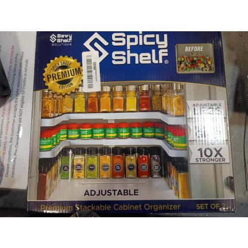 Spicy Shelf 3.0 - Expandable 2 Tiered Spice Rack Organizer for Cabinet & Pantry - Kitchen Seasoning Organizer - Cabinet Spice Racks for Inside Cabinets (Spicy Shelf Premium) - Home Organization
