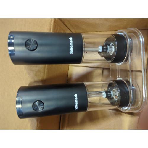 Electric Salt and Pepper Grinder Set, Automatic Mill, Adjustable Coarseness, LED Light - Convenient One-Hand Operation - Perfect for Kitchen and BBQ - Includes Salt and Pepper Shakers (2 Pack)