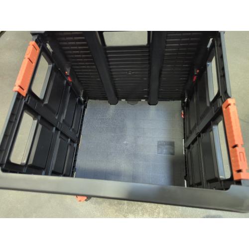 Utility Cart Folding Portable Rolling Crate Handcart with Lid Durable Heavy Duty Plastic Telescoping Handle Collapsible 360 Degree Rotate Wheels for Travel Shopping Moving Luggage Office Use,Black