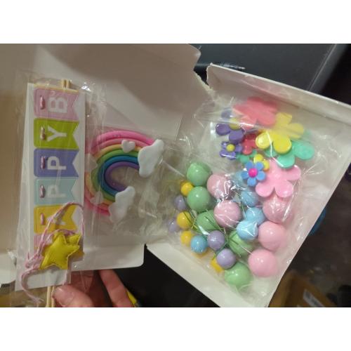 Rainbow Cake Topper Rainbow Theme Party Supplies Pastel Balls Cake Topper Boho Cake Toppers