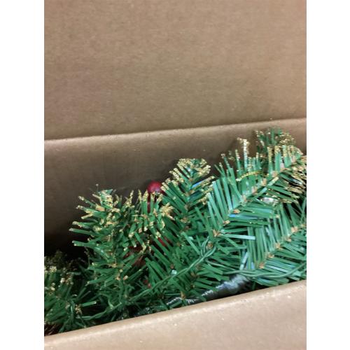 Joiedomi 9FT Christmas Garland Prelit with 50 Count String Lights, Bristle, Pine Cones, Holly Berries for Outdoor & Indoor Winter Christmas and Holidays Decorations, Plug in Lighted Pine Garland