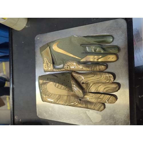 Olive Green and Gold Size L Nike Football Glove - Vapor Jet 5.0