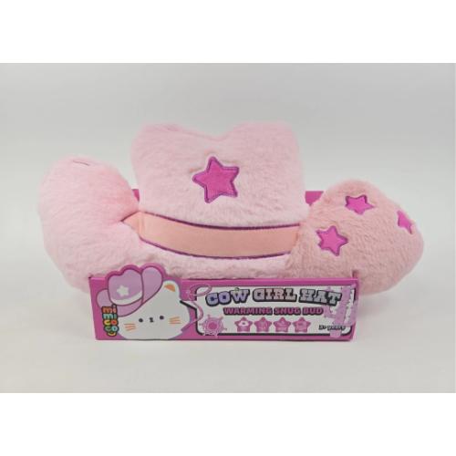 Mimicoco Pink Cowgirl Hat Plush Snug Bud Infused Super Soft Warming Rodeo Star
