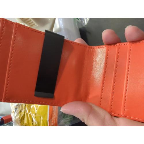 Slim Wallet for Men with Money Clip, Leather RFID Blocking Mens Wallet, Minimalist Credit Card Holder, Front Pocket Bifold - Gift Box Included (Money Clip, Carbon Orange)