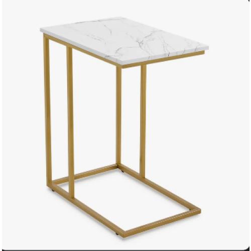 Delavan Faux Marble End Table With Gold Legs