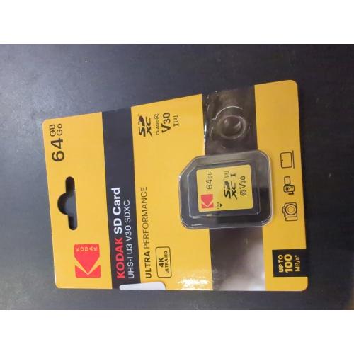 Kodak SDXC Card 64GB UHS-I U3 V30 Ultra - Up to 95MB/s Max Read Speed - Write Speed 85MB/s Max - Storage of 4K Ultra HD Videos and HD Photos - SD Card