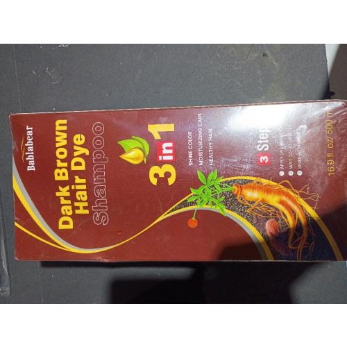 Bablabear Dark Brown Hair Color Shampoo for Gray Hair 500ML Instant Hair Dye Shampoo for Men & Women-3 in 1 Color Shampoo