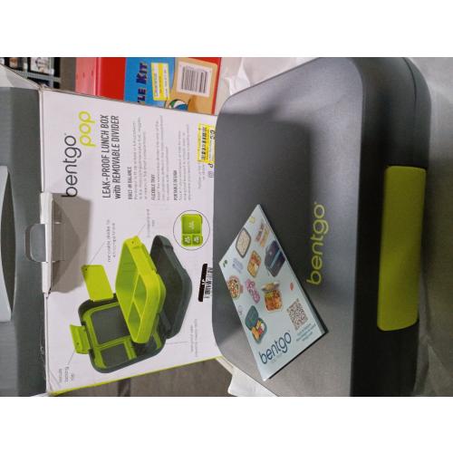 Bentgo Pop Leak Proof Bentgo - Style Lunch Box with Removable Divider - Charcoal/Lime: Solid Pattern, Leakproof, ABS Material