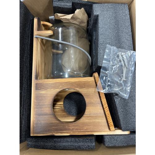 No Assembly Squirrel Feeder,Natural Wood Backyard Gallon Jar Large Squirrel Feeders for Outside Funny for Corn Cobs, Peanuts and Seeds