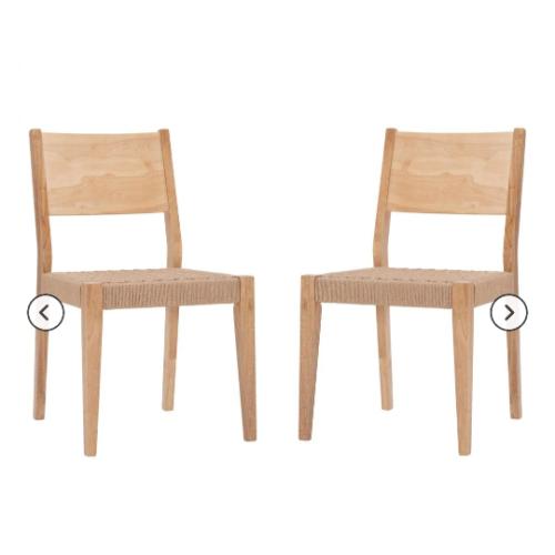 Linon Home Decor Cadence Side Chair with Woven Rope Seat in Natural (Set of 2)