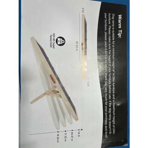 Tresbro Dog Ramp for Bed, 4 Level Adjustable 14.56'' to 24'' Dog Ramps with Anti-Slip Carpet & Carrying Handle, Portable Dog Ramp Supports up to 200LBS for Small Medium Large Dogs to Get on Bed, Couch