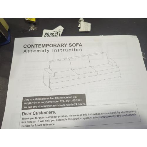 Color White upgraded contemporary 3 seat sofa chenille white