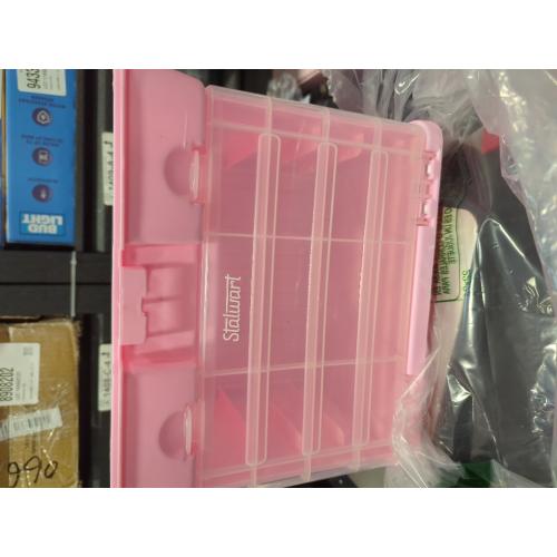 Portable Tool Box - Small Parts Organizer with Drawers and Customizable Compartments for Hardware, Fishing Tackle, Beads, or Crafts by Stalwart (Pink)