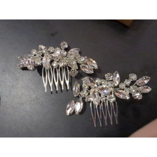 2 Pcs Bridal Wedding Hair Comb Rhinestone Silver Bridal Side Comb Crystal Rhinestone Hair Accessories for Women and Girls
