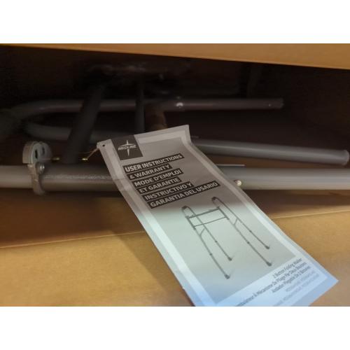 Color Grey Medline Lightweight Two Button Folding Walker with 5 Wheels, Aluminum Frame Supports up to 300 lbs