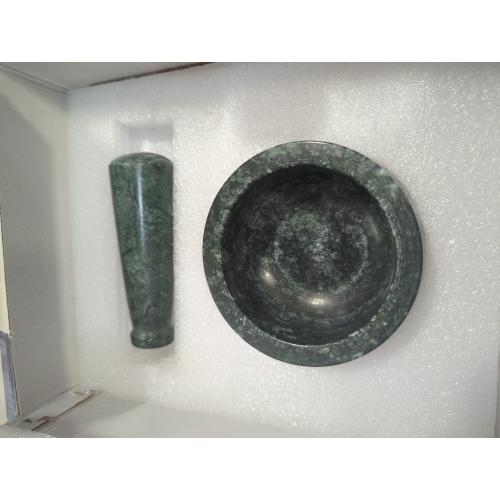 Size 4 Color Green Diameter Natural Stone Mortar and Pestle Set as Spice Grinder, Medicine Masher - Okhli and Musal (Green Deep)