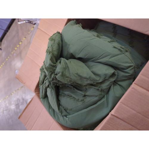 Litanika King Size Comforter Set with Sheets Dark Olive Green - 7 Pieces Bed in a Bag King Chevron Tufted Complete Bedding Sets with Comforter, Sheets, Pillowcases & Shams