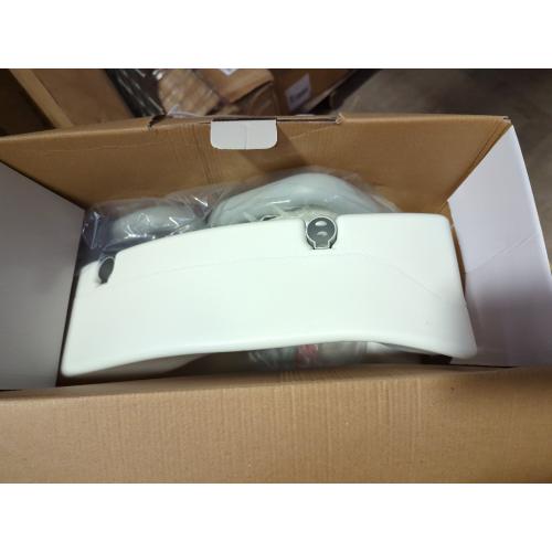 White and Grey Medline 5 Elongated Raised Toilet Seat, With Lock and Removable Padded Arms