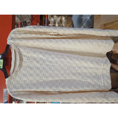 Size L..Long Sleeve Shirts for Women CreamColor Block Shirt Tunic Tops Pullover Tops