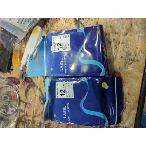 Black On White Label Tape Compatible with Standard Laminated Label Maker TZE-335 12mm Works with Prquinze Labels(2Pcs AZE-335)