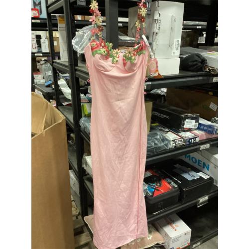 pink dress with flower straps size small