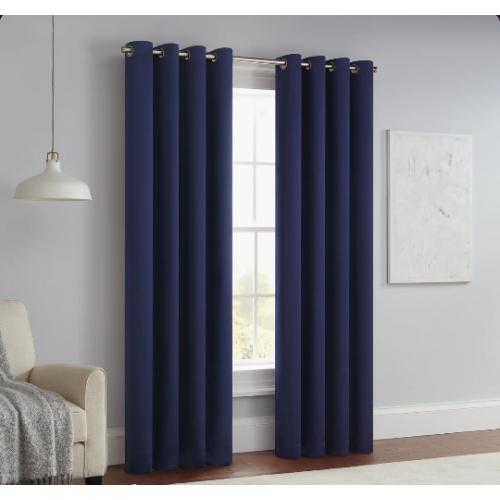 Eclipse Solid Thermapanel Grommet Energy Saving Room Darkening Curtain Panel Navy 54 x 54