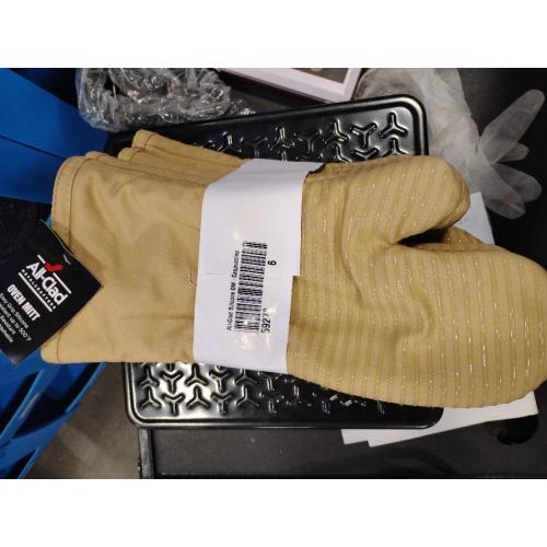 All-Clad Premium Silicone Oven Mitt: Heat Resistant to 500 Degrees - 100% Cotton & Silicone, 14x7 Pot Holder for Kitchen and Barbeque, (6-Pack), Cappuccino