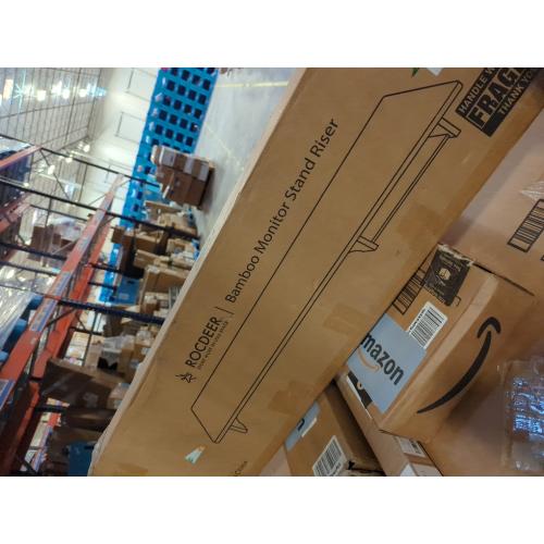 Bamboo Dual Monitor Stand Riser White, 2-Tier Desk Monitor Riser for 2 Monitors, Supports for PC Computer Monitor, Printer, Heavy TV Riser up to 300 lbs, White