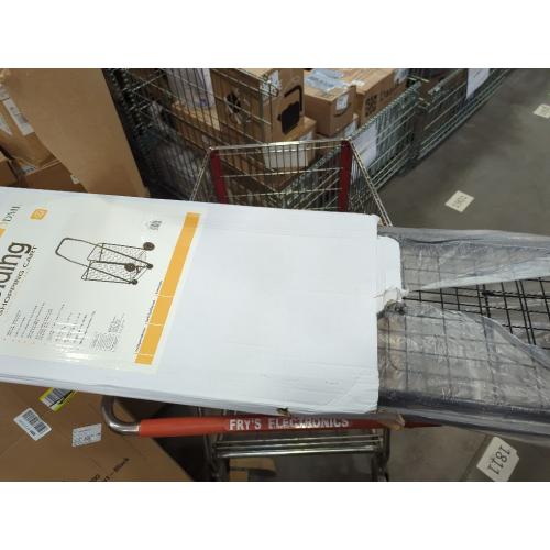 BLACK Whitmor Extra Large Utility Foldable Shopping Cart with Wheels, 100 Lb Capacity, Heavy Duty Grocery Cart with Steel Frame, Foam Handle, Rolling Collapsible Utility Trolley for Grocery, Laundry, Black